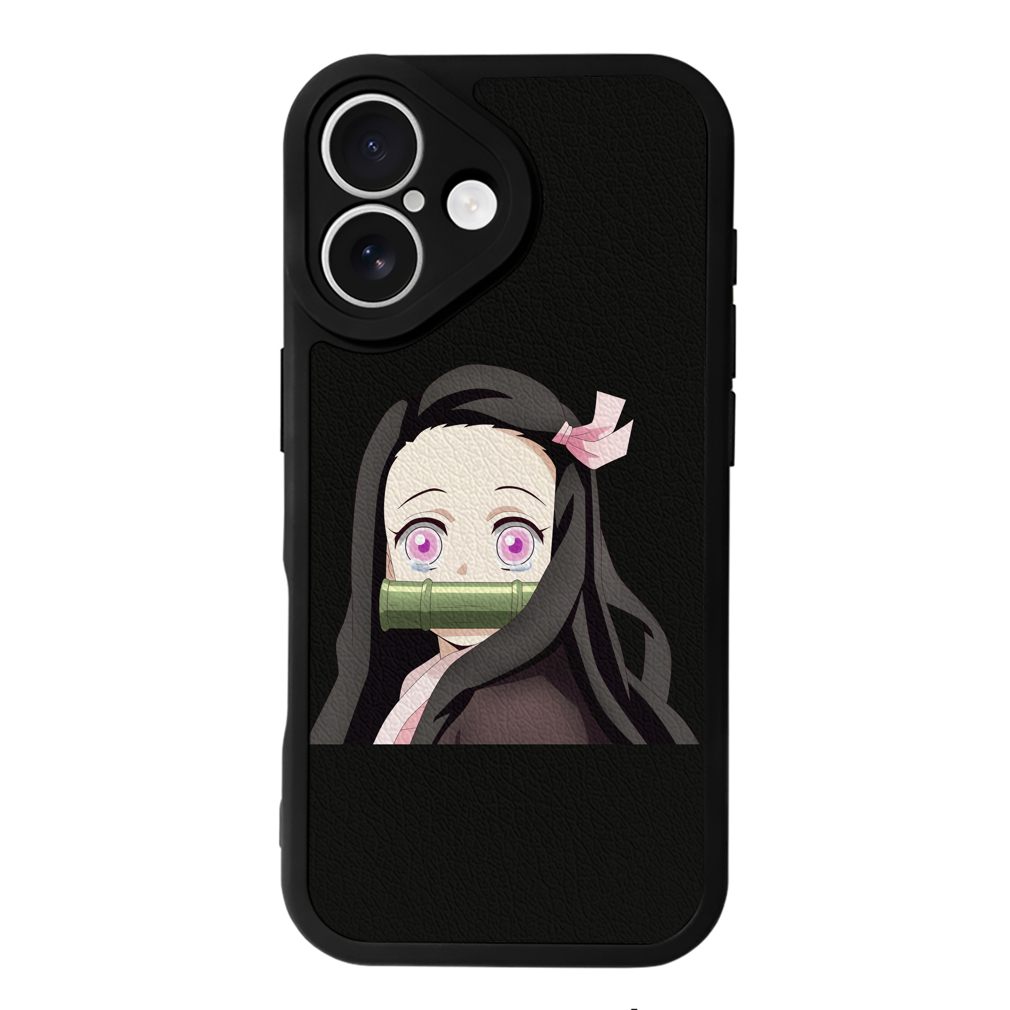 （画像用） 鬼滅の刃（きめつのやいば）竈門 禰󠄀豆子／かまど ねずこ Kamado Nezuko 【iPhone 16シリーズ対応】シリコンスマホケース（レザー調） 材質：シリコン
